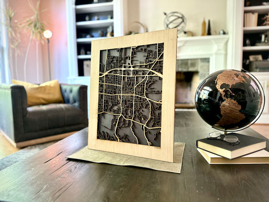 Columbia, MO City Street Map | Modern Wood Wall Art in a Minimalist design. 2 sizes