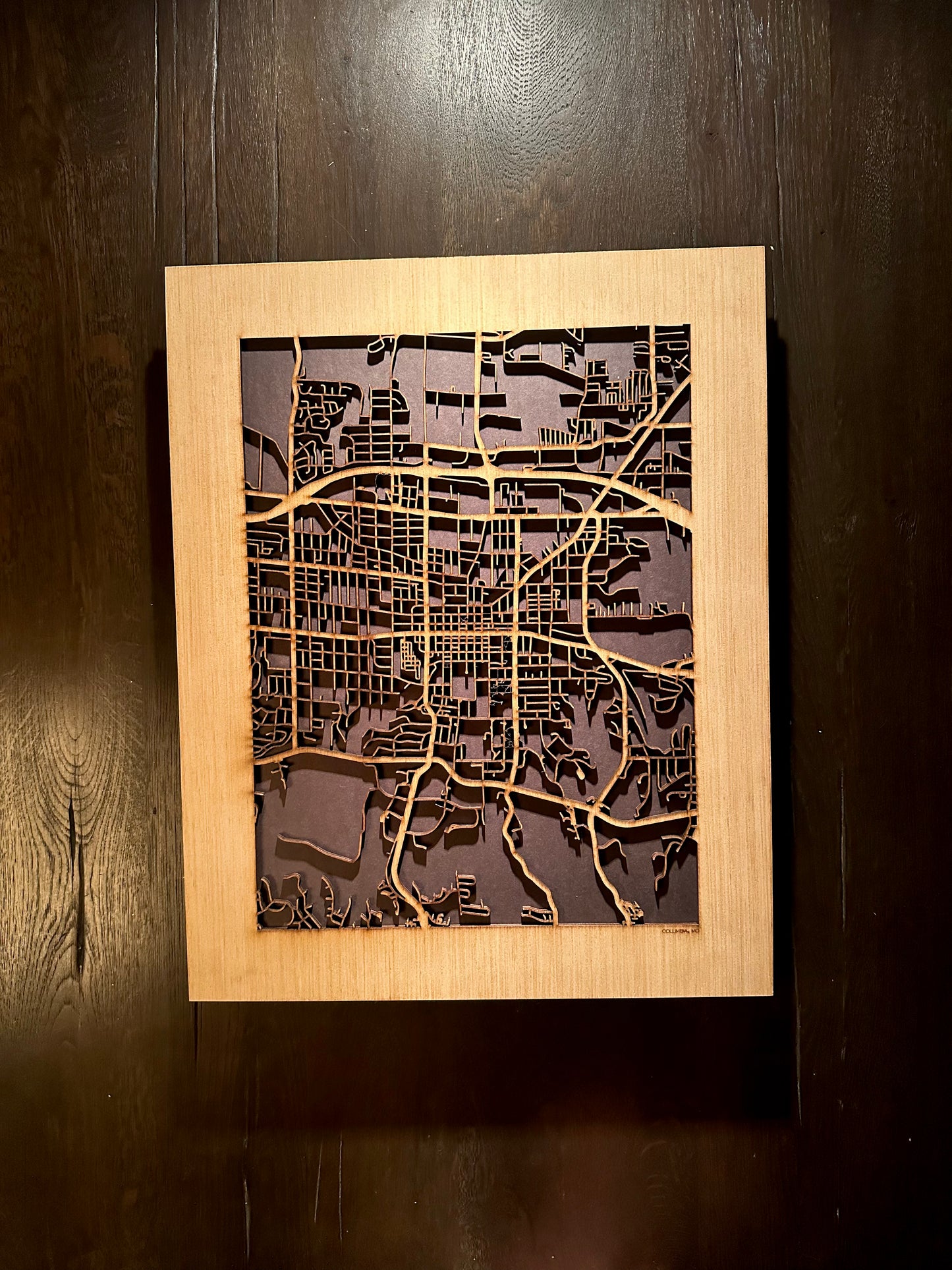 Columbia, MO City Street Map | Modern Wood Wall Art in a Minimalist design. 2 sizes