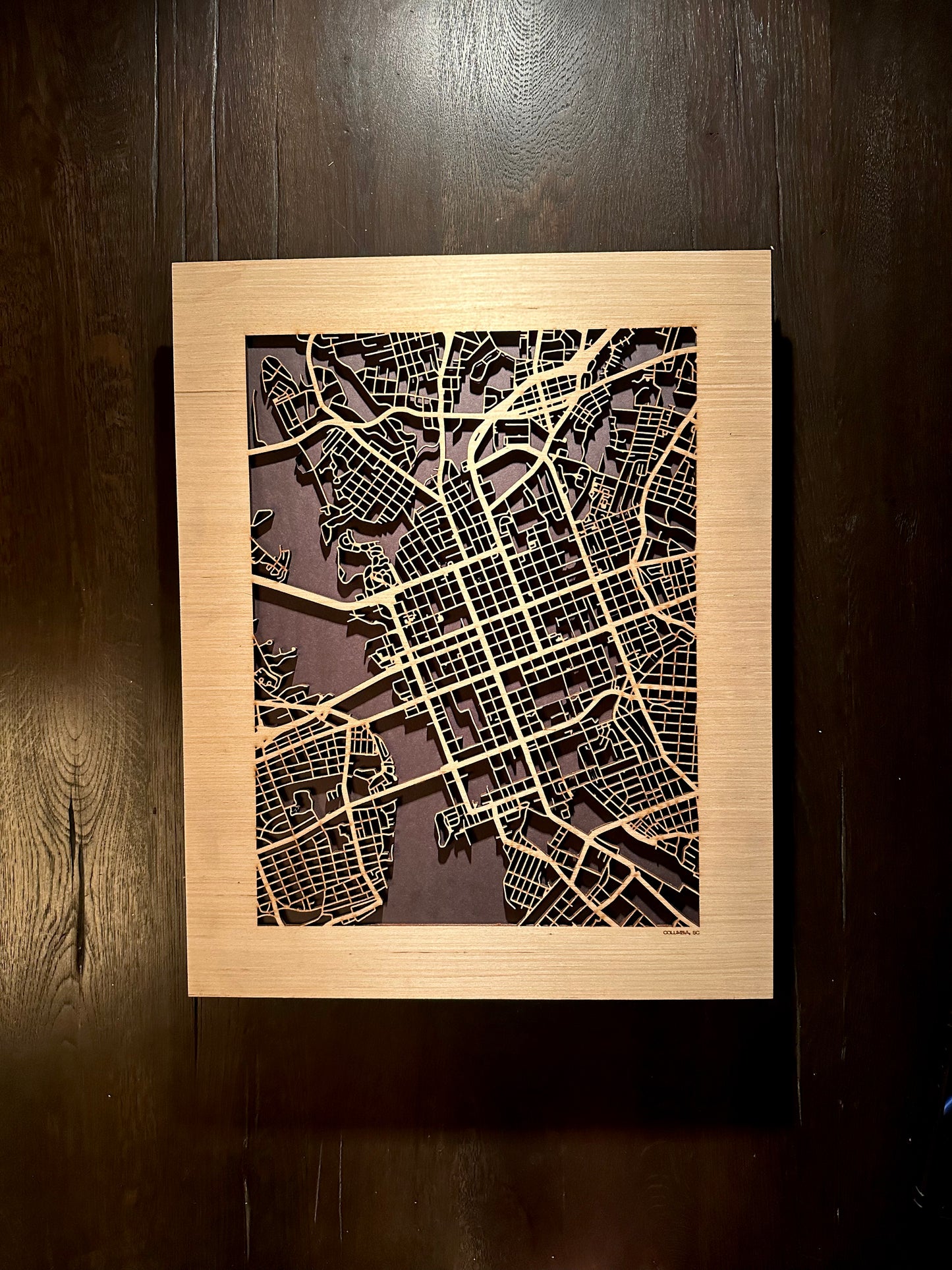Columbia, SC City Street Map | Modern Wood Wall Art in a Minimalist design. 2 sizes