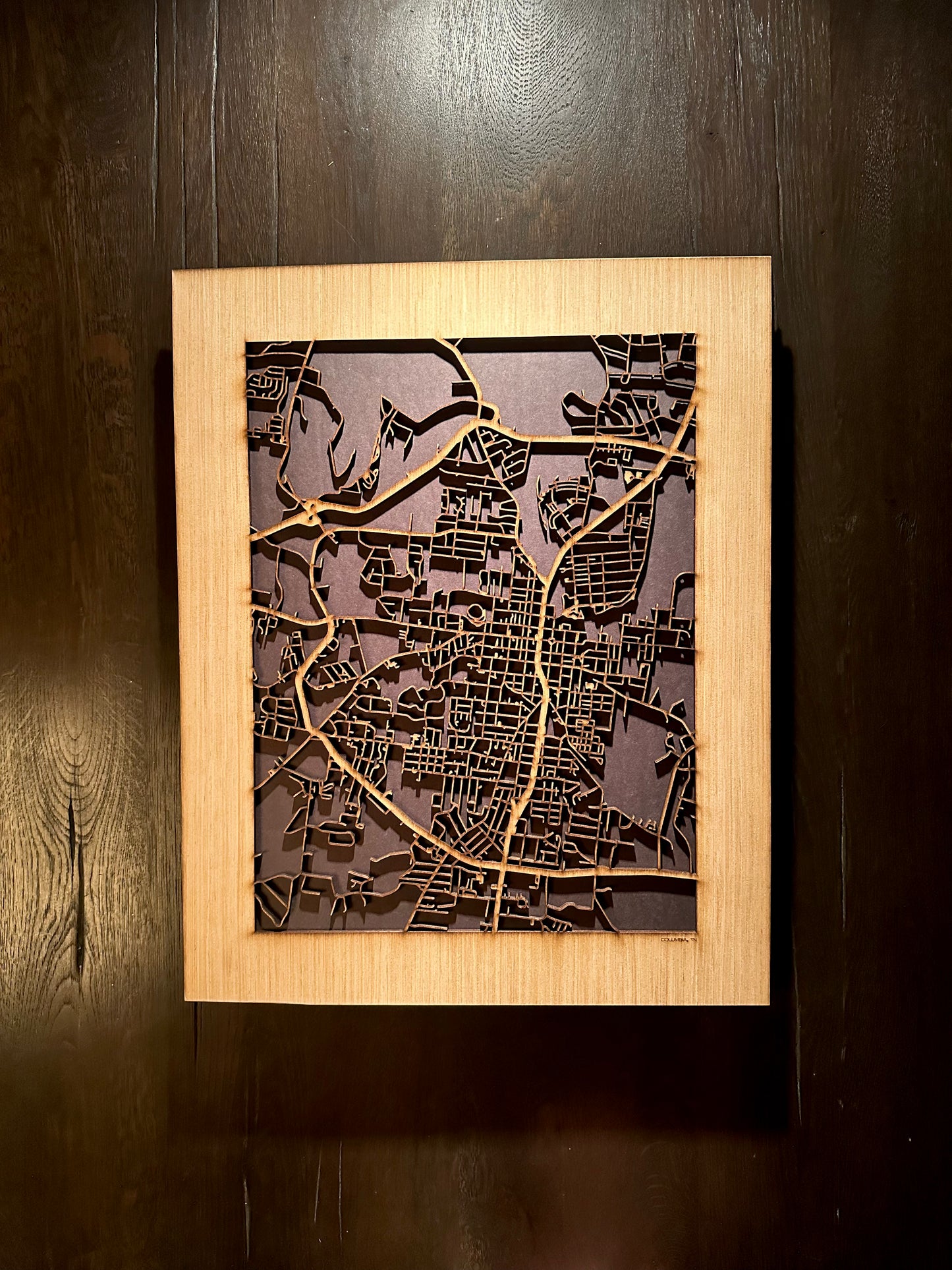 Columbia, TN City Street Map | Modern Wood Wall Art in a Minimalist design. 2 sizes