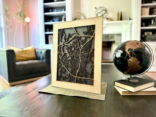 Columbia, TN City Street Map | Modern Wood Wall Art in a Minimalist design. 2 sizes