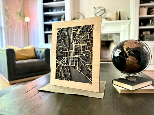 Columbus, GA City Street Map | Modern Wood Wall Art in a Minimalist design. 2 sizes