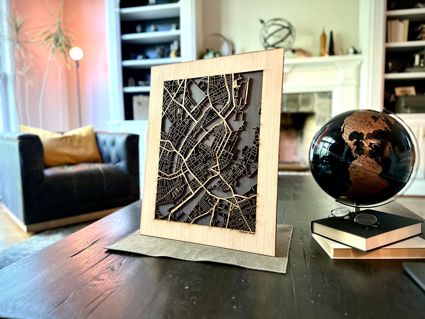 Copenhagen, Denmark City Street Map | Modern Wood Wall Art in a Minimalist design. 2 sizes