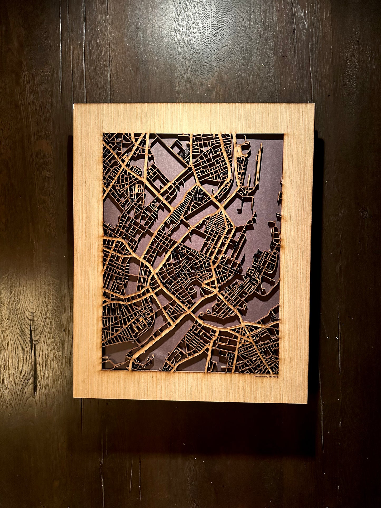 Copenhagen, Denmark City Street Map | Modern Wood Wall Art in a Minimalist design. 2 sizes