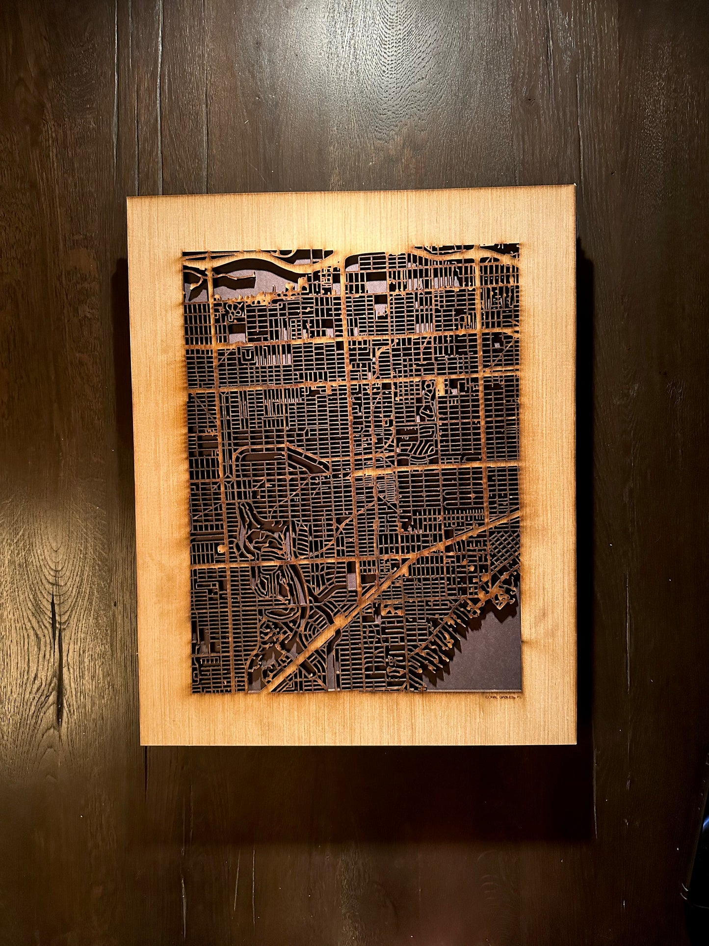 Coral Gables, FL City Street Map | Modern Wood Wall Art in a Minimalist design. 3 sizes