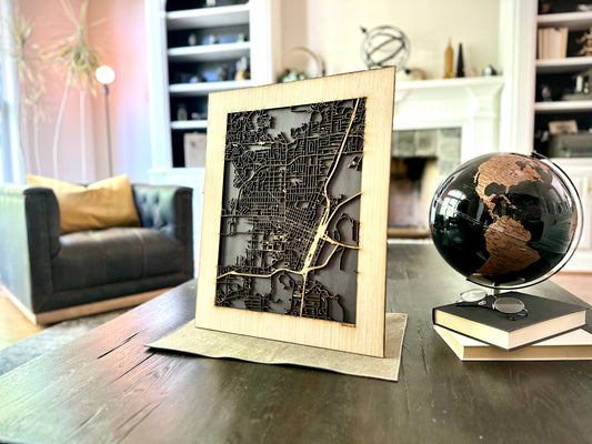 Corvallis, OR City Street Map | Modern Wood Wall Art in a Minimalist design. 2 sizes