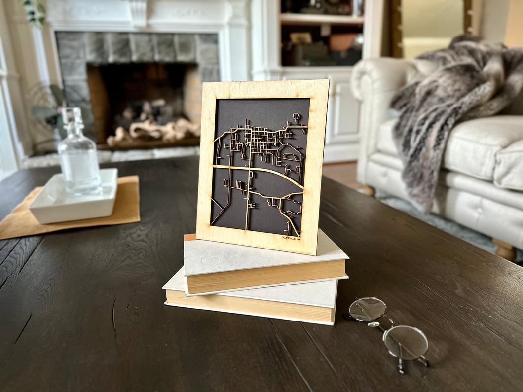 Coupeville, WA City Street Map | Modern Wood Wall Art in a Minimalist design. 2 sizes
