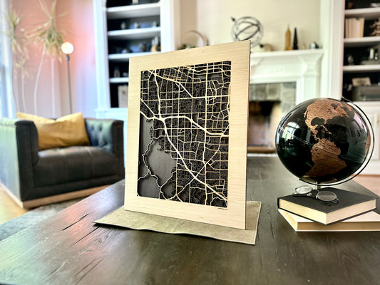 Cupertino, CA City Street Map | Modern Wood Wall Art in a Minimalist design. 2 sizes