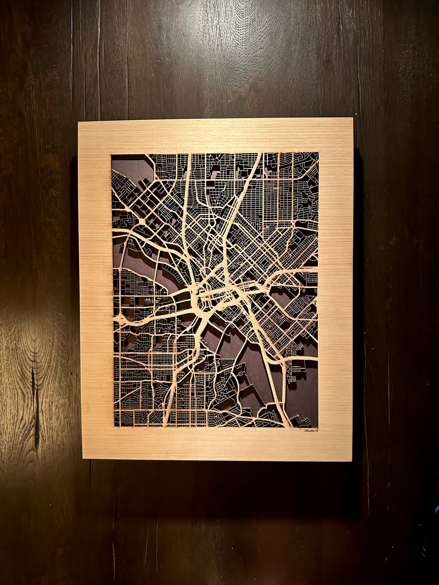Dallas, TX City Street Map | Modern Wood Wall Art in a Minimalist design. 3 sizes