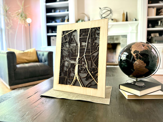 Daly City, CA City Street Map | Modern Wood Wall Art in a Minimalist design. 2 sizes
