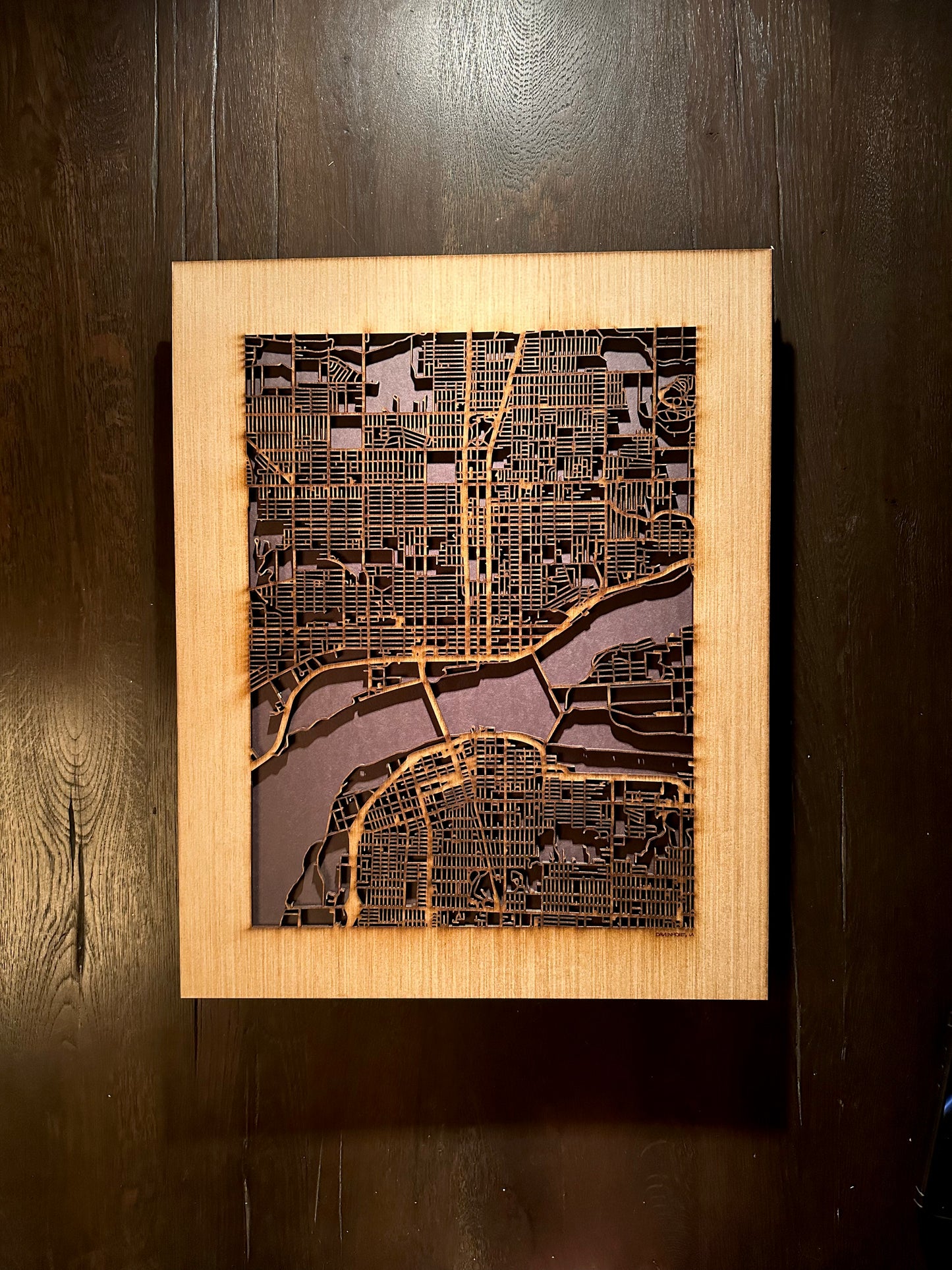 Davenport, IA City Street Map | Modern Wood Wall Art in a Minimalist design. 2 sizes