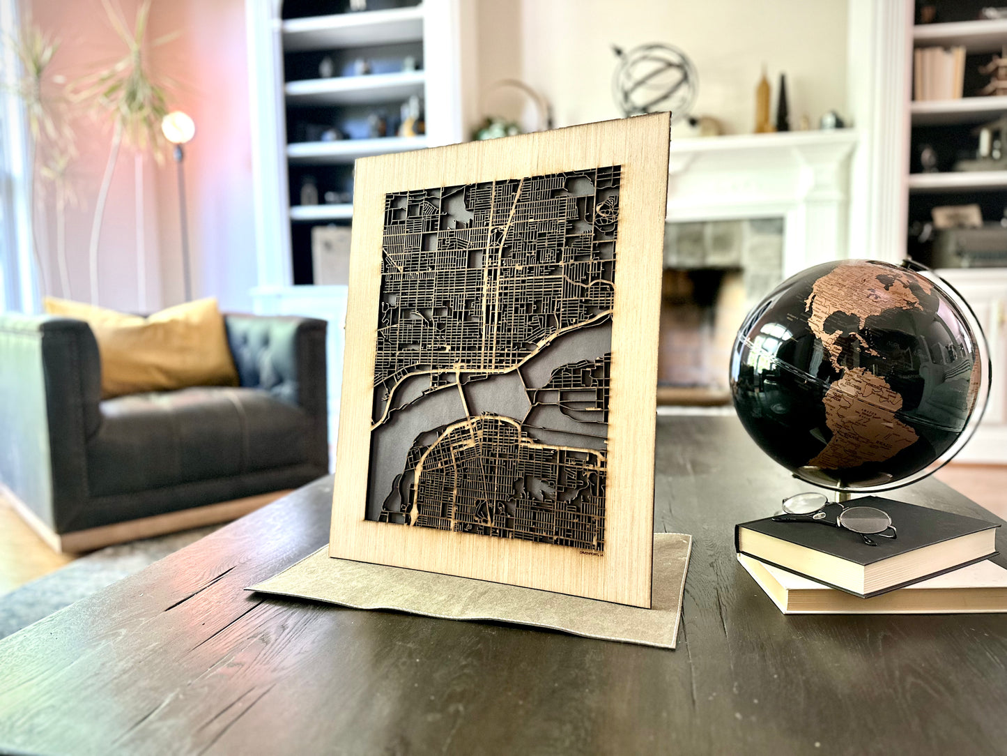 Davenport, IA City Street Map | Modern Wood Wall Art in a Minimalist design. 2 sizes