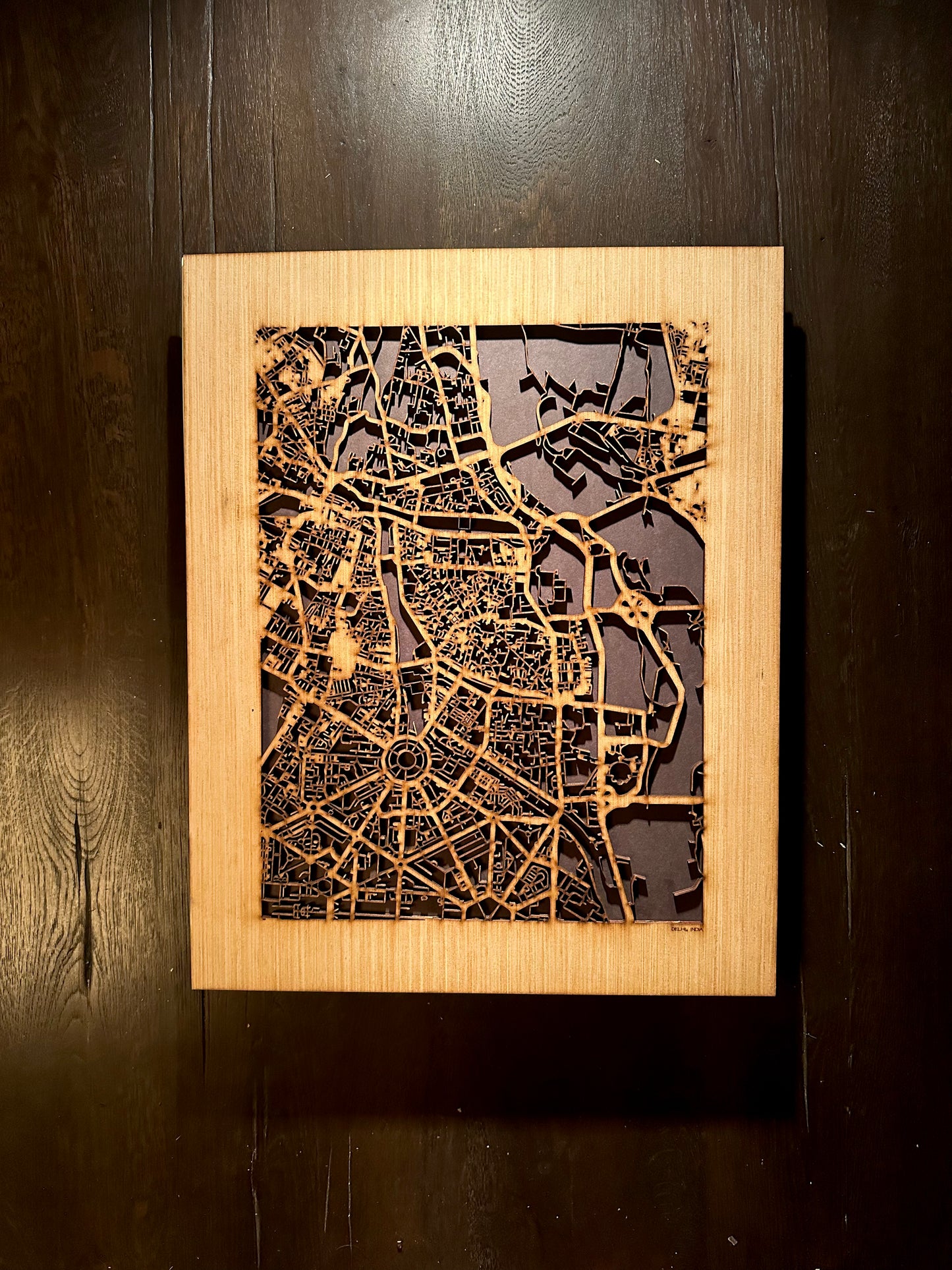 Delhi, India City Street Map | Modern Wood Wall Art in a Minimalist design. 2 sizes