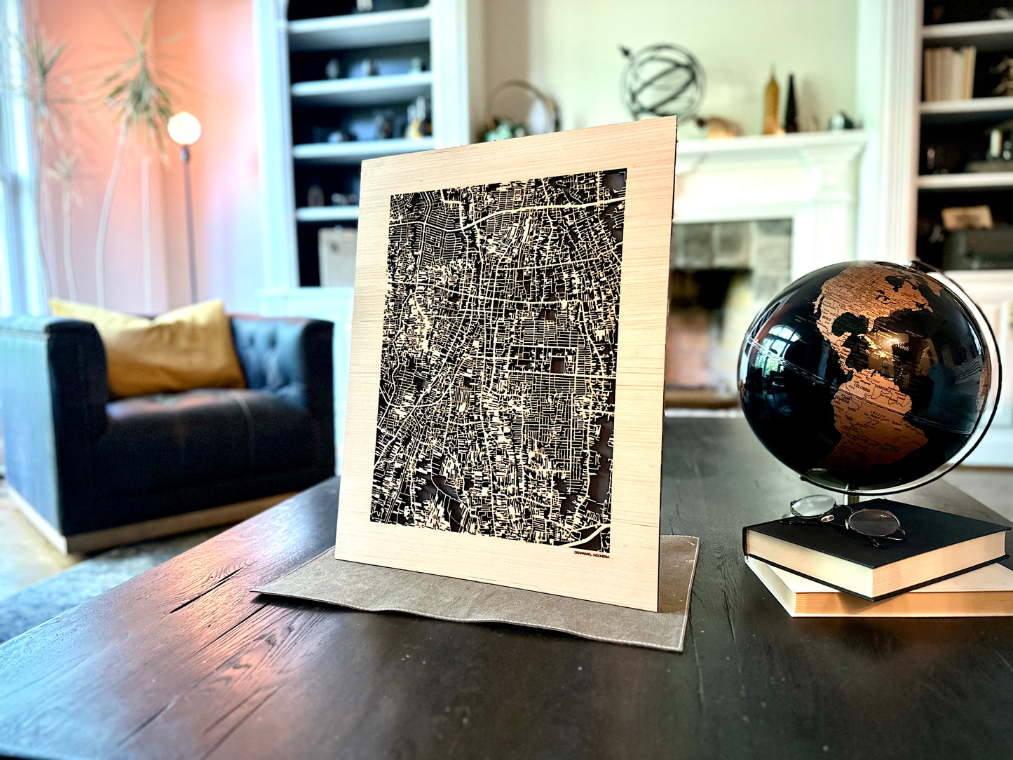 Denpasar, Indonesia City Street Map | Modern Wood Wall Art in a Minimalist design. 2 sizes