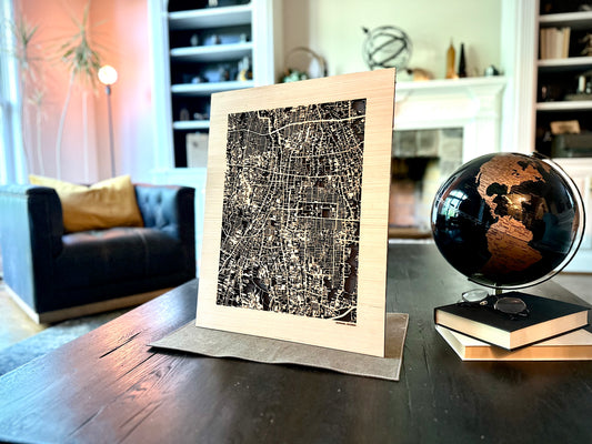 Denpasar, Indonesia City Street Map | Modern Wood Wall Art in a Minimalist design. 2 sizes