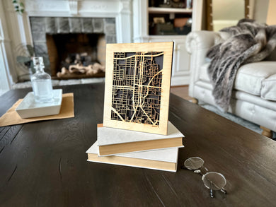 Denton, TX City Street Map | Modern Wood Wall Art in a Minimalist design. 2 sizes