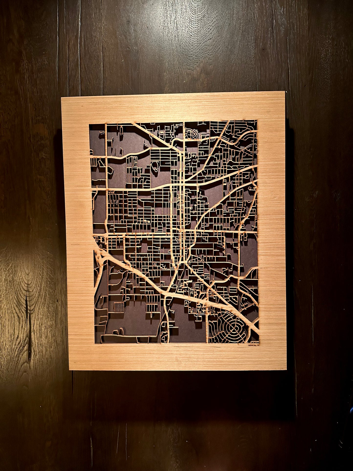 Denton, TX City Street Map | Modern Wood Wall Art in a Minimalist design. 2 sizes