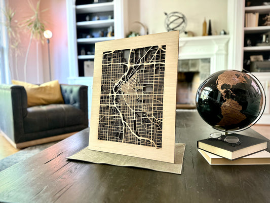 Denver, CO City Street Map | Modern Wood Wall Art in a Minimalist design. 3 sizes