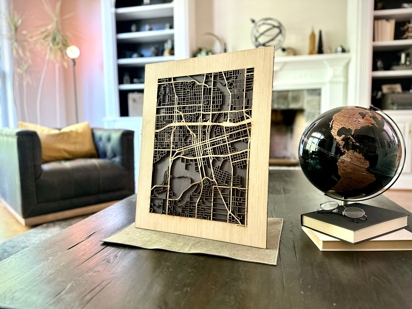 Des Moines, IA City Street Map | Modern Wood Wall Art in a Minimalist design. 2 sizes