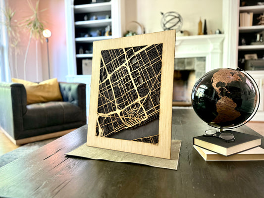 Detroit, MI City Street Map | Modern Wood Wall Art in a Minimalist design. 3 sizes