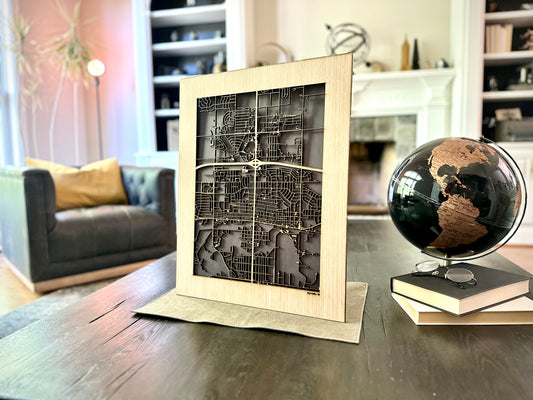 Dickinson, ND City Street Map | Modern Wood Wall Art in a Minimalist design. 2 sizes