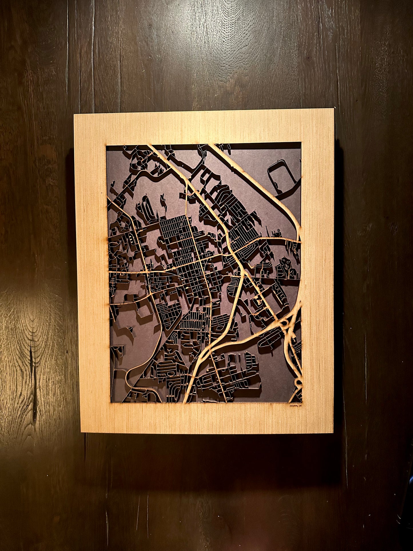 Dover, DE City Street Map | Modern Wood Wall Art in a Minimalist design. 2 sizes