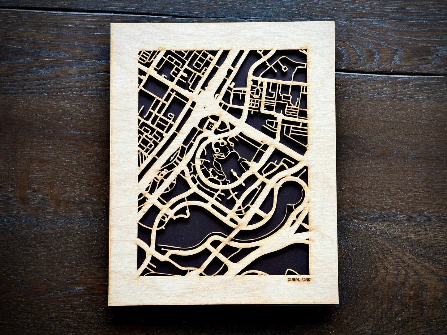 Dubai, UAE City Street Map | Modern Wood Wall Art in a Minimalist design. 2 sizes