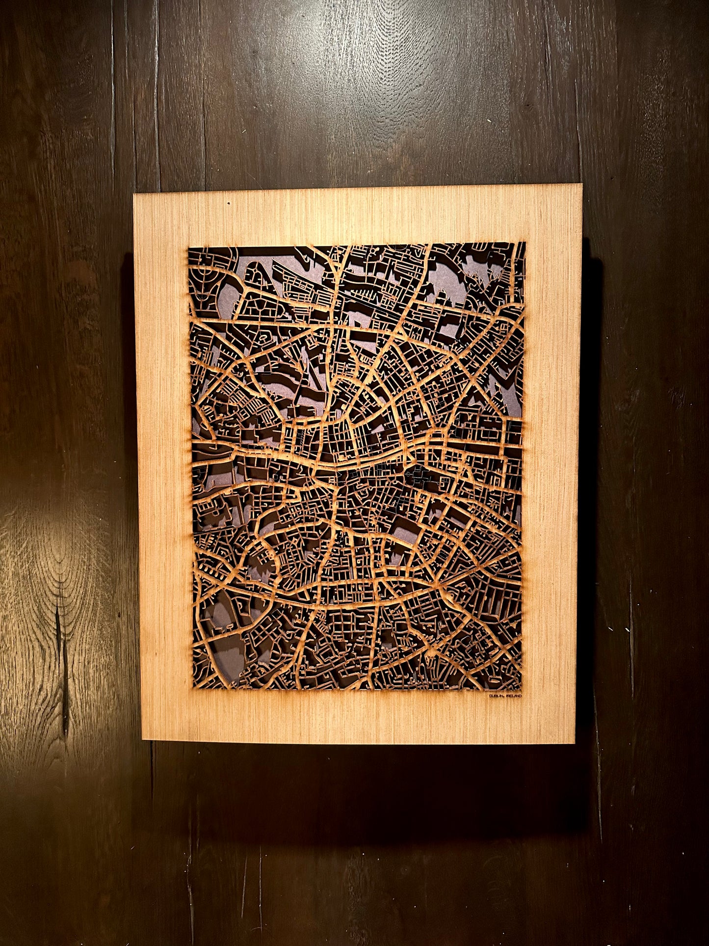 Dublin, Ireland City Street Map | Modern Wood Wall Art in a Minimalist design. 2 sizes