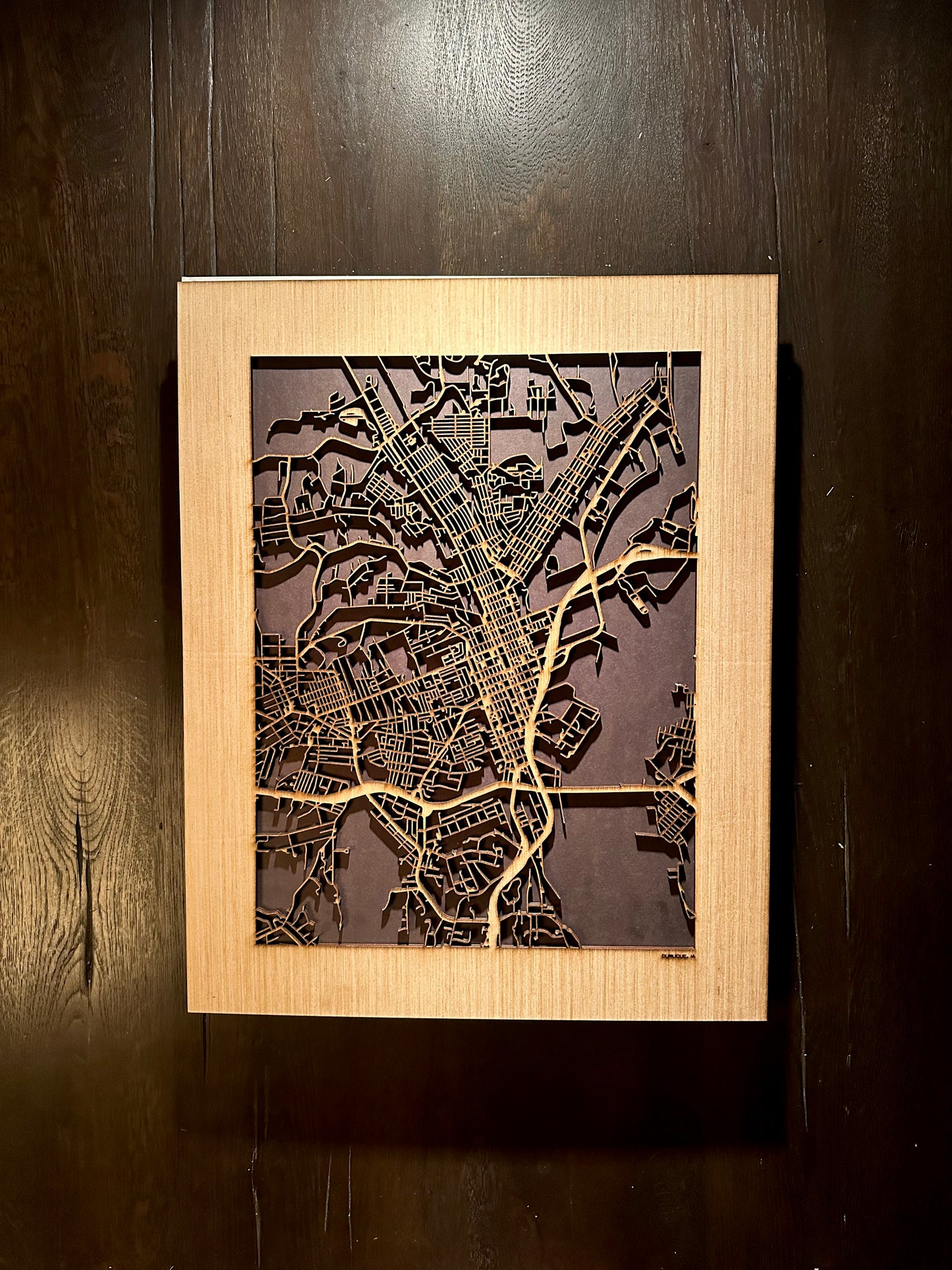 Dubuque, IA City Street Map | Modern Wood Wall Art in a Minimalist design. 2 sizes