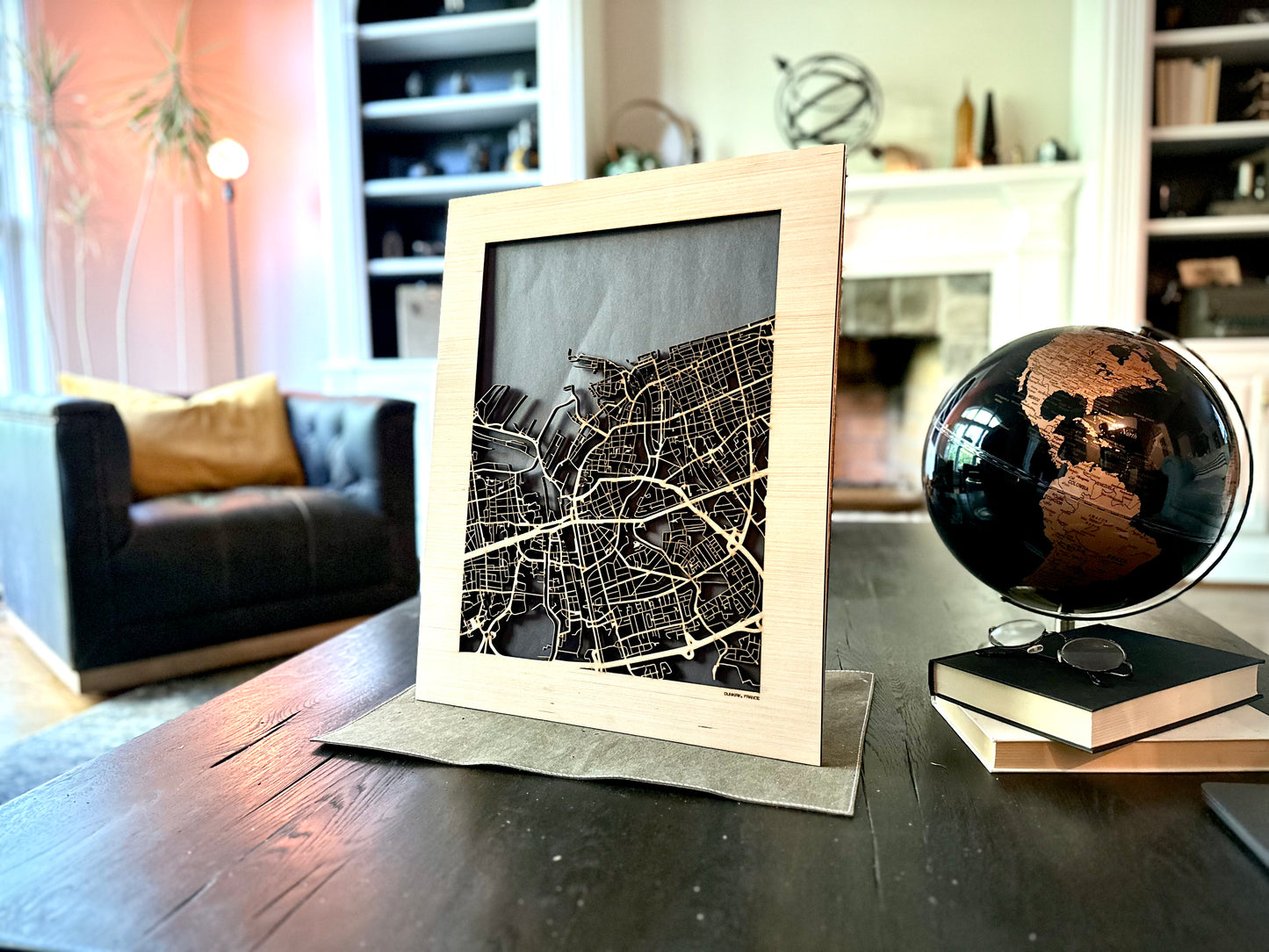 Dunkirk, France City Street Map | Modern Wood Wall Art in a Minimalist design. 2 sizes
