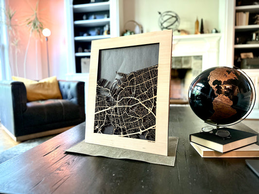 Dunkirk, France City Street Map | Modern Wood Wall Art in a Minimalist design. 2 sizes
