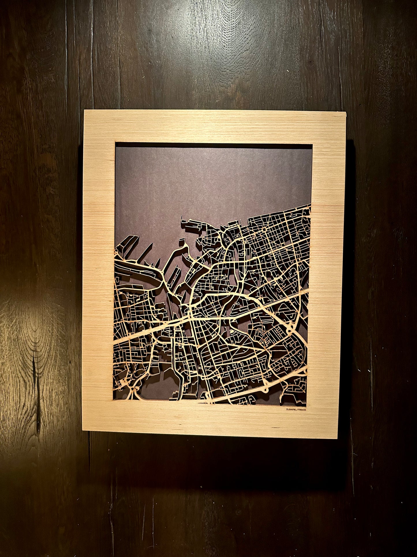 Dunkirk, France City Street Map | Modern Wood Wall Art in a Minimalist design. 2 sizes