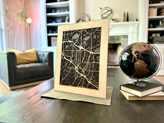 Durham, NC City Street Map | Modern Wood Wall Art in a Minimalist design. 2 sizes