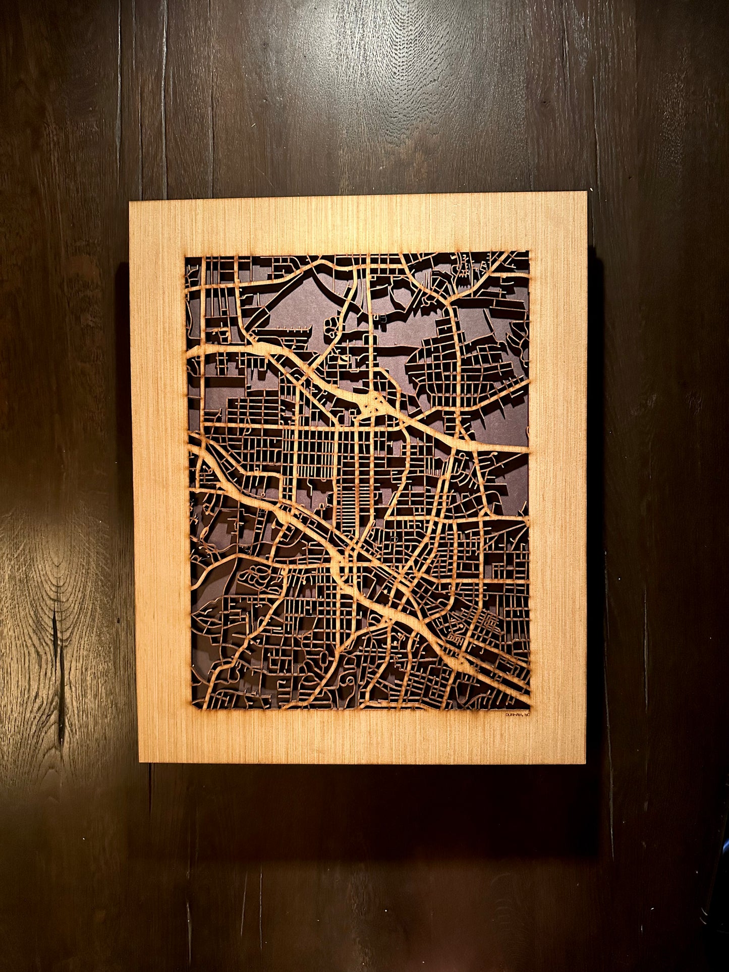 Durham, NC City Street Map | Modern Wood Wall Art in a Minimalist design. 2 sizes
