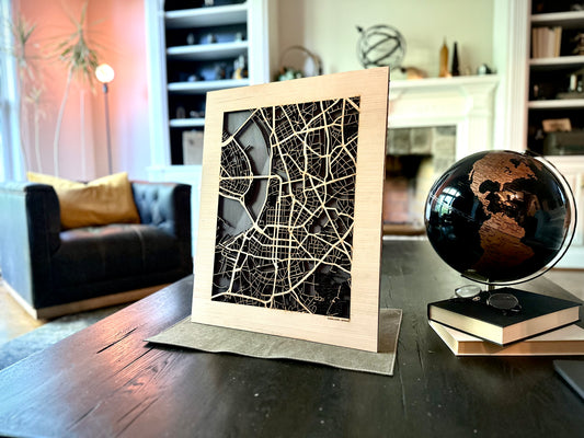 Dusseldorf, Germany City Street Map | Modern Wood Wall Art in a Minimalist design. 2 sizes