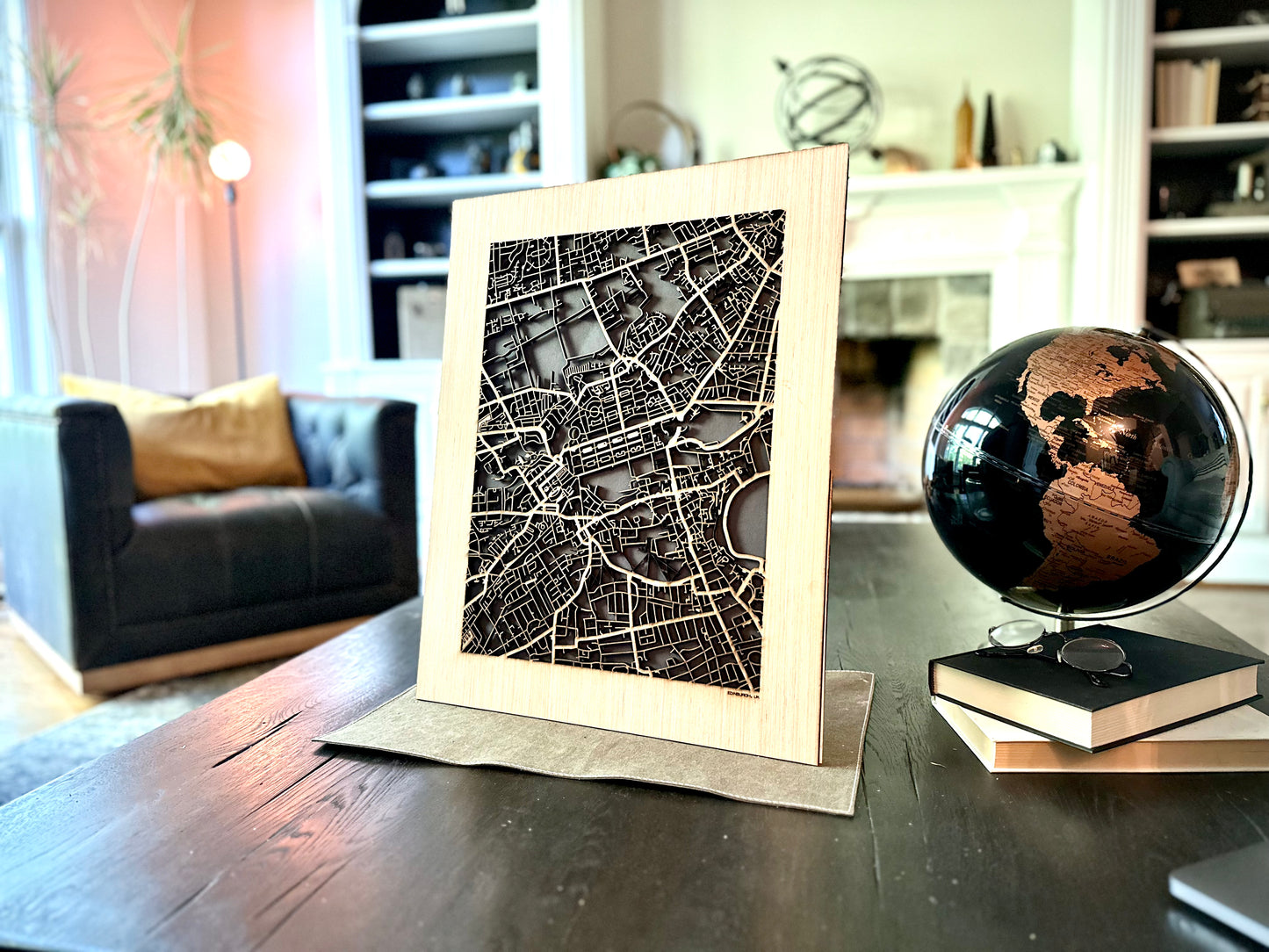 Edinburgh, UK City Street Map | Modern Wood Wall Art in a Minimalist design. 2 sizes