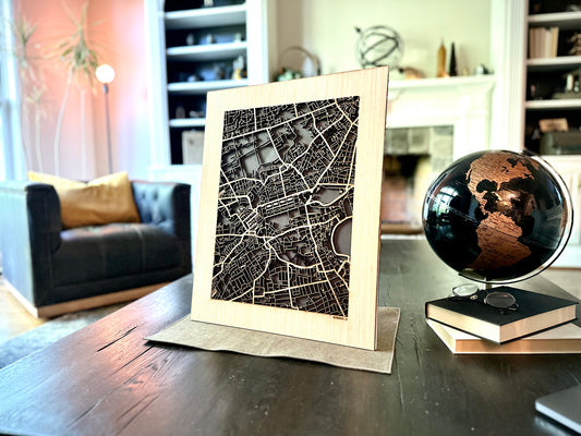Edinburgh, UK City Street Map | Modern Wood Wall Art in a Minimalist design. 2 sizes