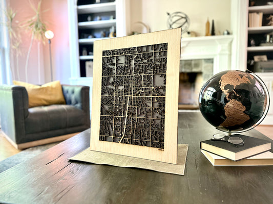 Edmond, OK City Street Map | Modern Wood Wall Art in a Minimalist design. 2 sizes