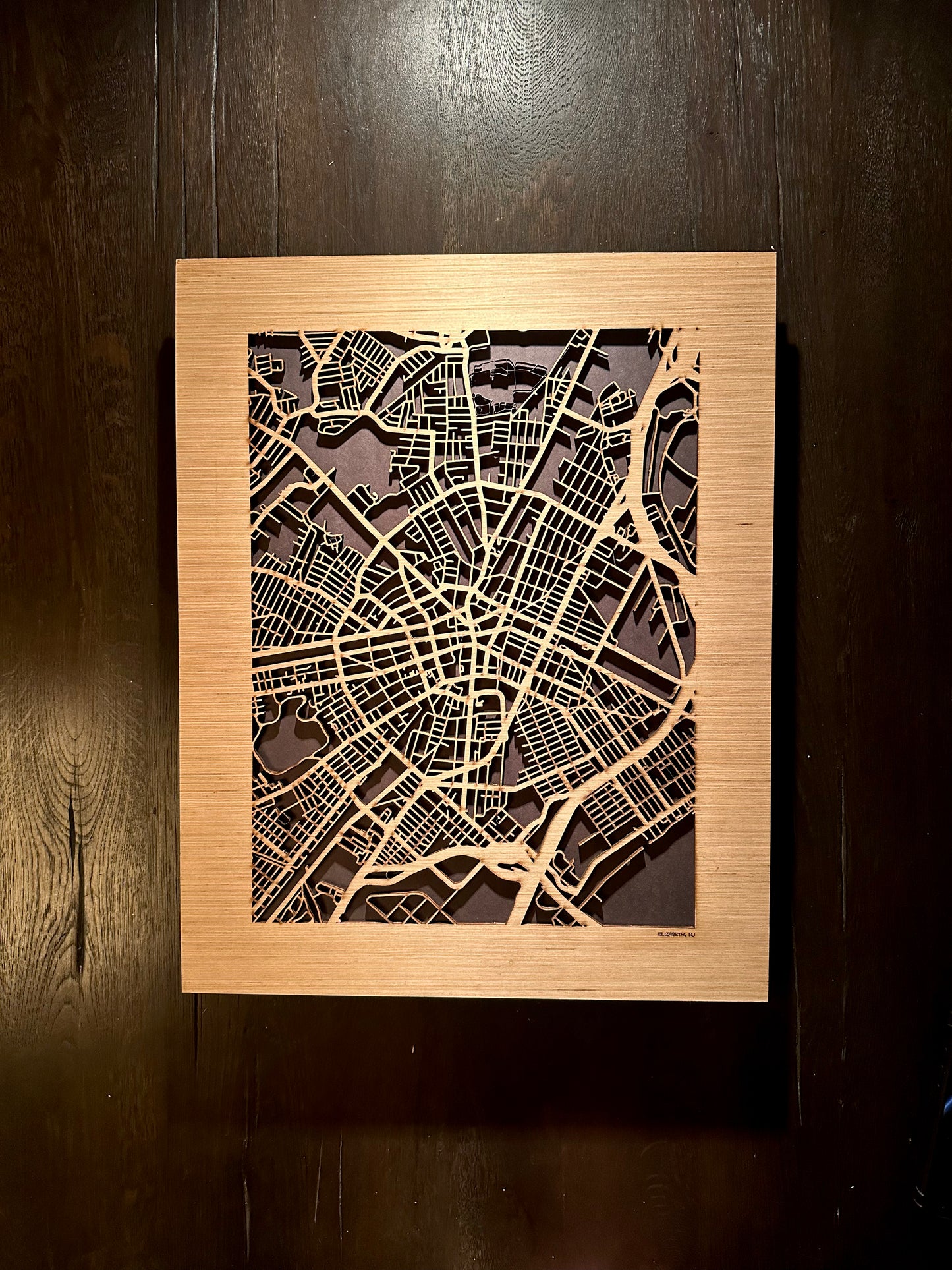 Elizabeth, NJ City Street Map | Modern Wood Wall Art in a Minimalist design. 2 sizes