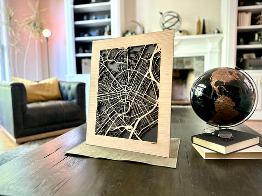 Elizabeth, NJ City Street Map | Modern Wood Wall Art in a Minimalist design. 2 sizes