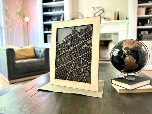 Erie, PA City Street Map | Modern Wood Wall Art in a Minimalist design. 2 sizes
