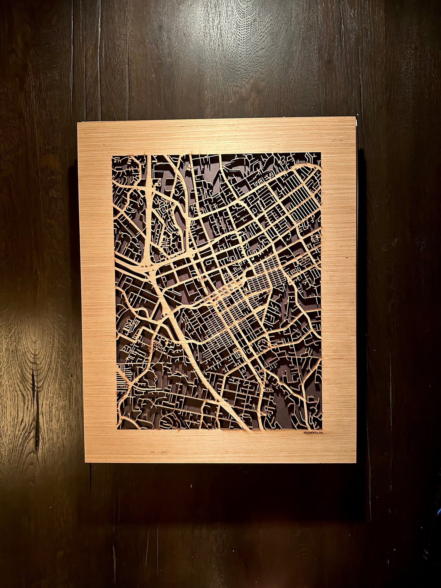 Escondido, CA City Street Map | Modern Wood Wall Art in a Minimalist design. 2 sizes