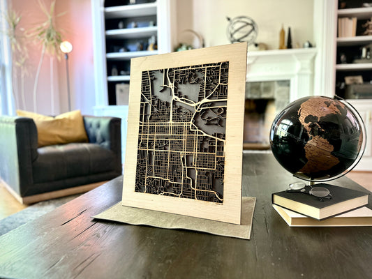 Eugene, OR City Street Map | Modern Wood Wall Art in a Minimalist design. 2 sizes