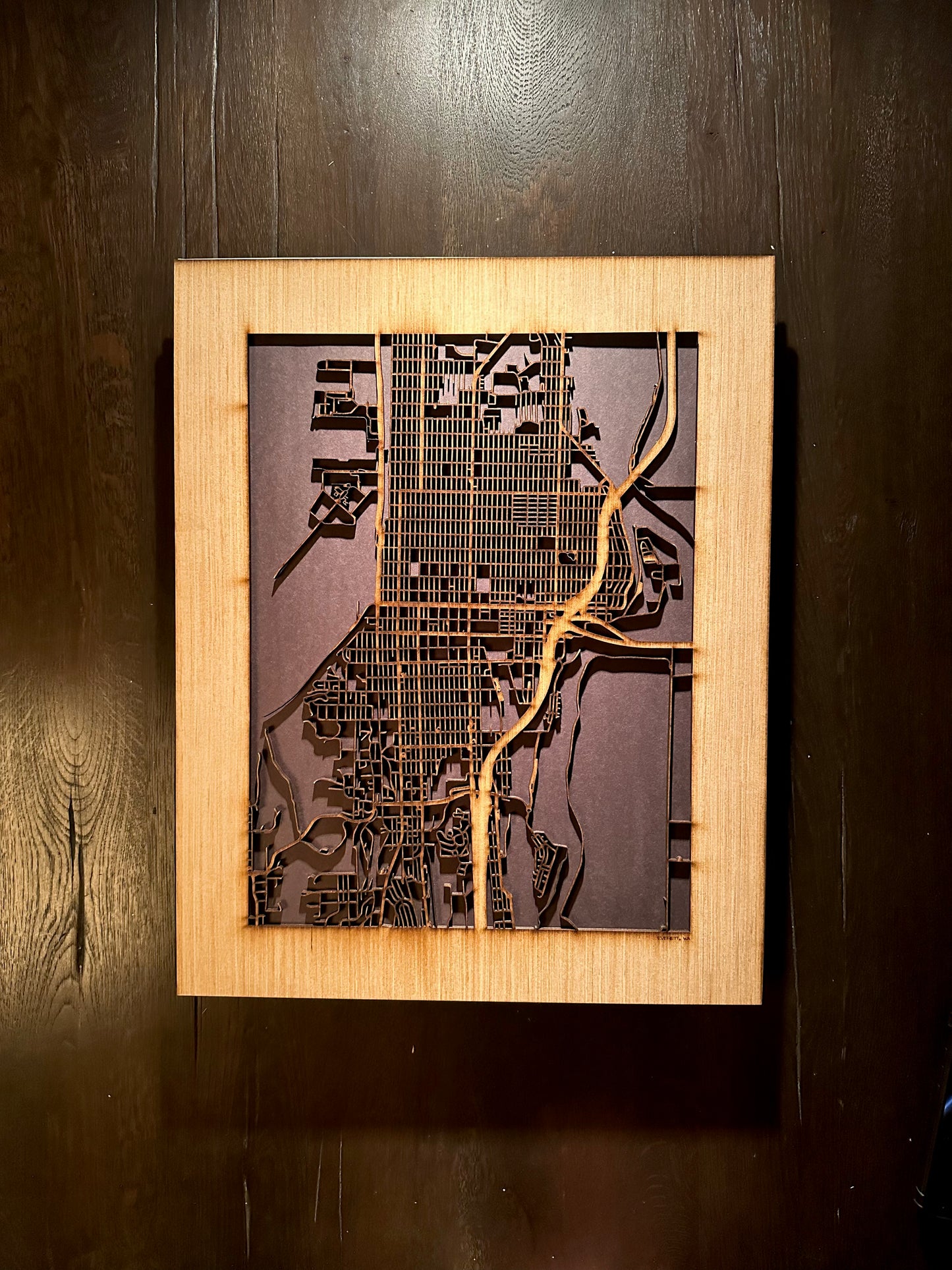 Everett, WA City Street Map | Modern Wood Wall Art in a Minimalist design. 2 sizes