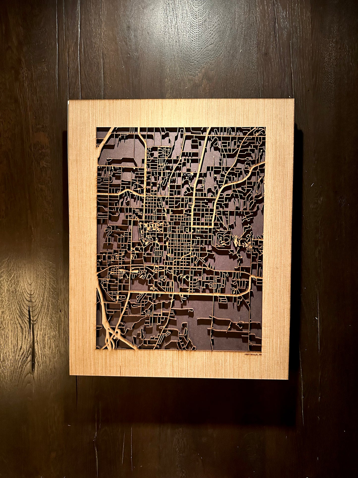 Fayetteville, AR City Street Map | Modern Wood Wall Art in a Minimalist design. 2 sizes