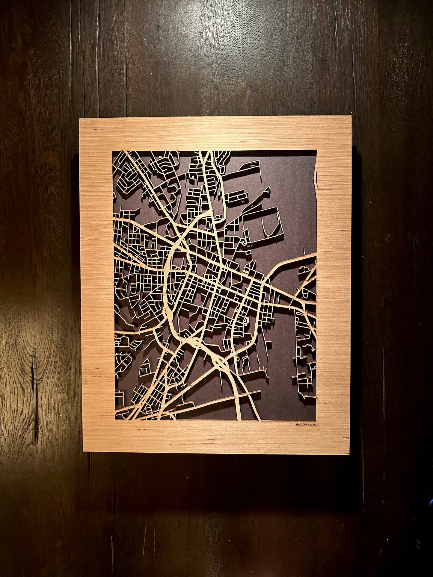 Fayetteville, NC City Street Map | Modern Wood Wall Art in a Minimalist design. 2 sizes