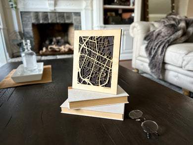 Fayetteville, NC City Street Map | Modern Wood Wall Art in a Minimalist design. 2 sizes