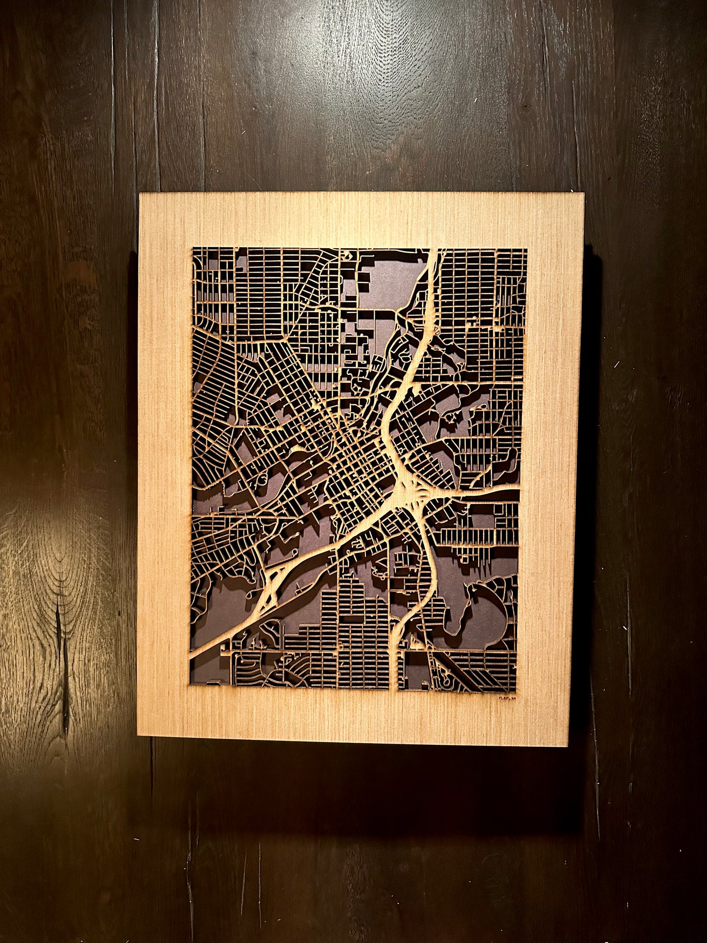 Flint, MI City Street Map | Modern Wood Wall Art in a Minimalist design. 2 sizes