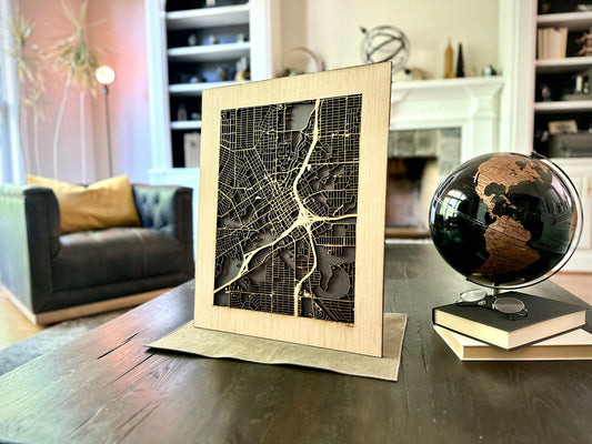 Flint, MI City Street Map | Modern Wood Wall Art in a Minimalist design. 2 sizes