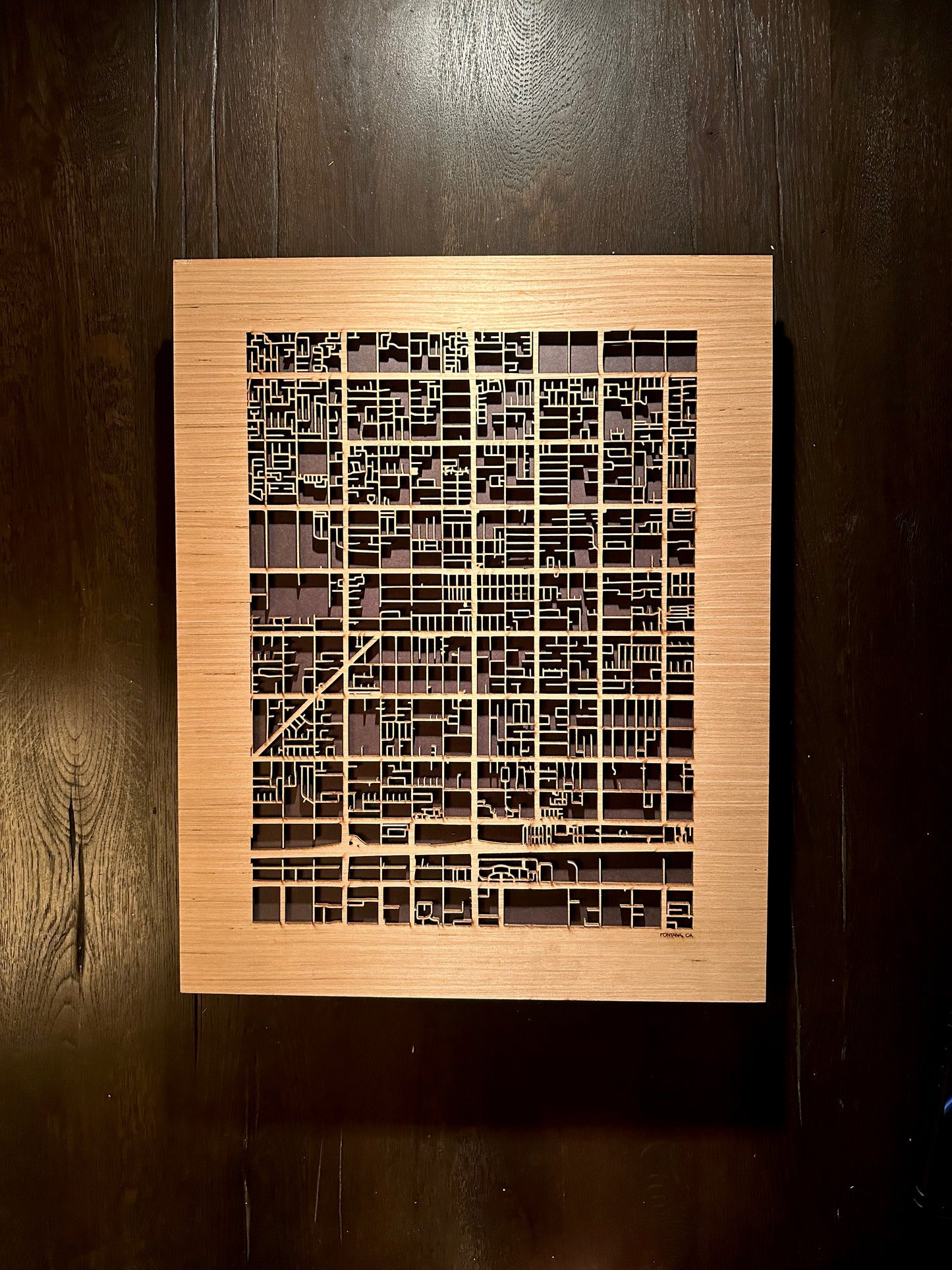 Fontana, CA City Street Map | Modern Wood Wall Art in a Minimalist design. 2 sizes